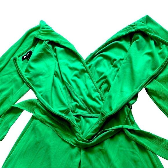 DKNY Bright Green Self Belt Flowy Dress Size 4 - Picture 11 of 14